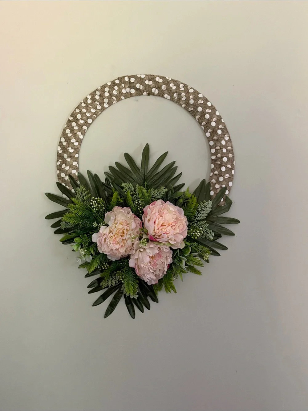 Large Wreath | Blush Pink Peony w/Green Foliage